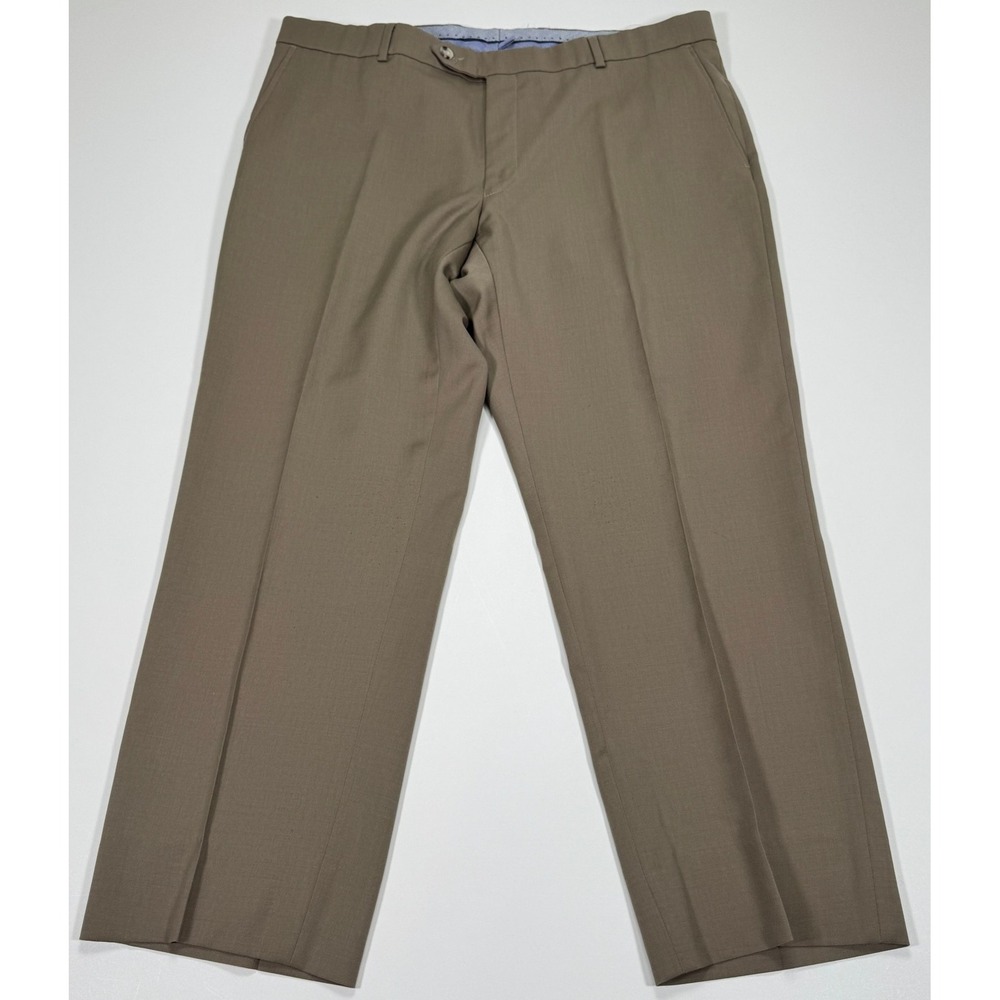 BALLIN‎ Mens 38x27 Tan Super 120s Wool Flat Front Dress Pants Trousers Canada